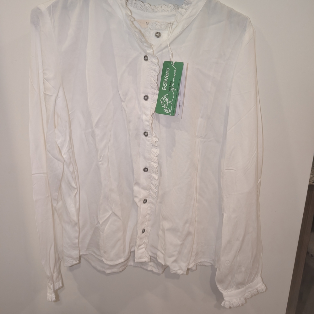 Lily White Ruffled Collar Top